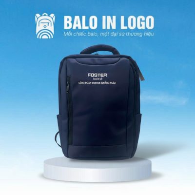 Balo đựng laptop văn phòng in logo quà tặng vải 900PU xanh navy LT-01