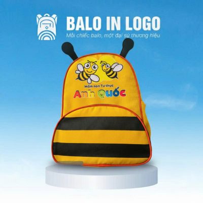 Balo học sinh in logo quà tặng hình ong vàng vải dù HS-02