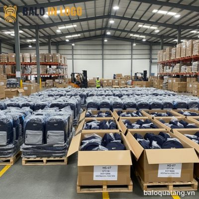 Balo học sinh quà tặng in logo vải 900 PU 30x40x12cm xanh navy HS-07