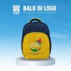 Cặp xách học sinh quà tặng in logo vải bố 600D vàng phối xanh navy HS-09