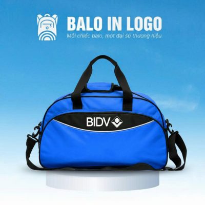 Túi du lịch quà tặng in logo vải dù xanh dương quai đeo xách đa năng DL-02