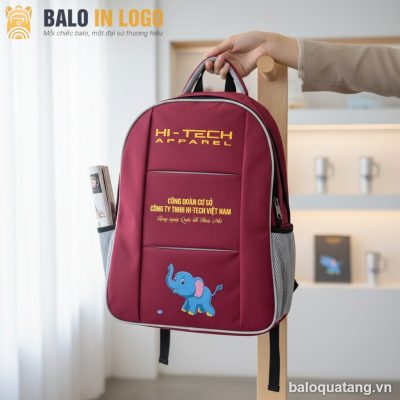 balo-hoc-sinh-qua-tang-in-logo-vai-du-600d-mau-do-in-pet-con-voi-hs-13
