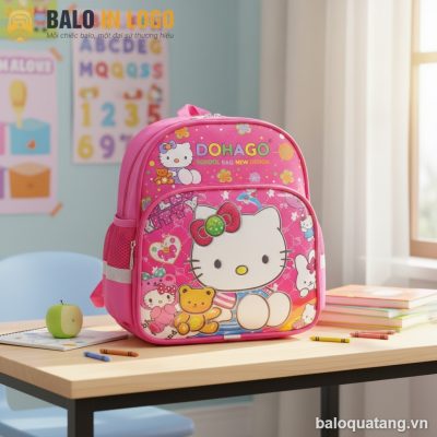 Balo Mẫu Giáo Hello Kitty HS-14 In Logo - Quà Tặng Bế Giảng